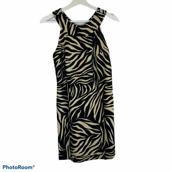Milly New York Sz 4 Dress Y2K Zebra Animal Print Velvet Sleeveless Sheath Black - Picture 3 of 16